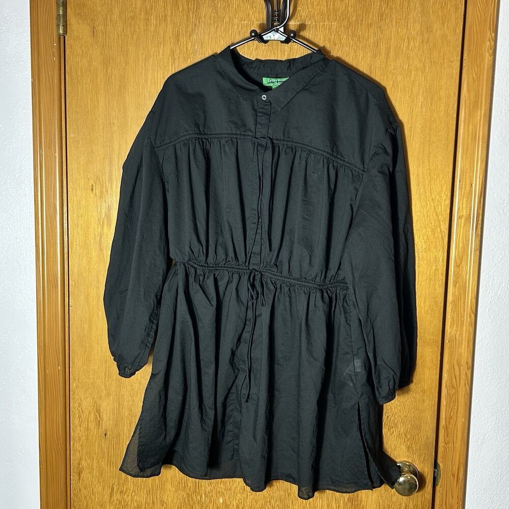 J Crew Women Tie Front Beach Shirt Top Coverup Black Voile Large "READ"
